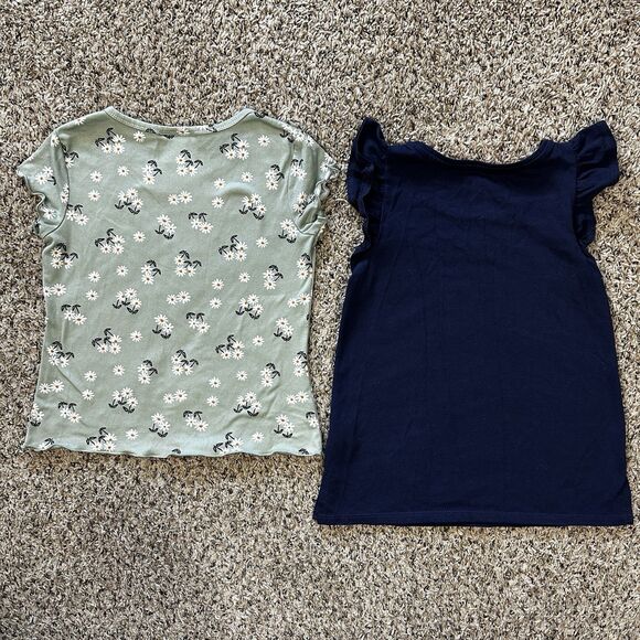 Girls Sz 7/7-8 Set of 2 Tops Cynthia Rowley Jenna & Jessie USA Floral Sequence - Picture 2 of 12